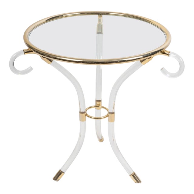 Acrylic and Glass Pedestal Table, 1980s For Sale