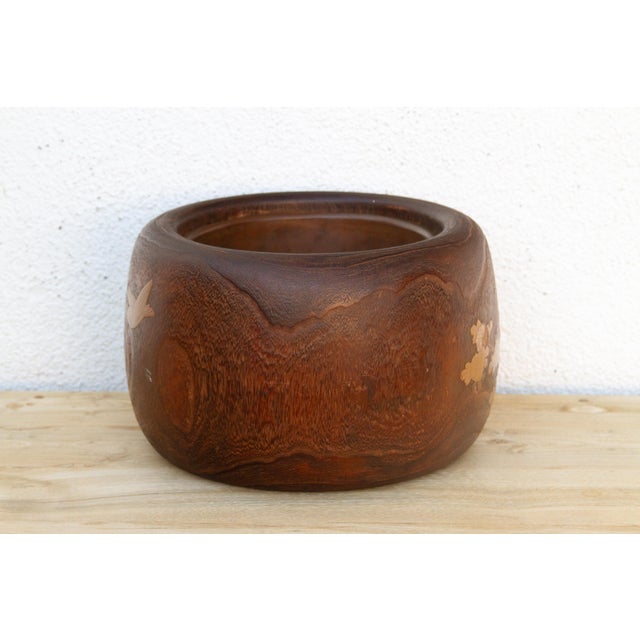 Large Antique Japanese Inlay Wood Hibachi Platter For Sale - Image 4 of 9