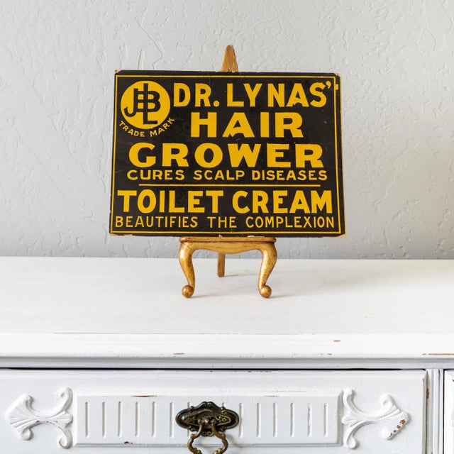 Dr. Lynas Hair Grower Toilet Cream | Antique Quack Medicine Sign For Sale - Image 9 of 11