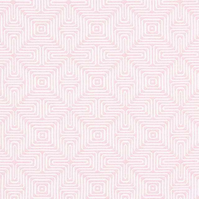 SAMPLE - Schumacher x Trina Turk Amazing Maze Indoor/Outdoor Fabric In Blush For Sale