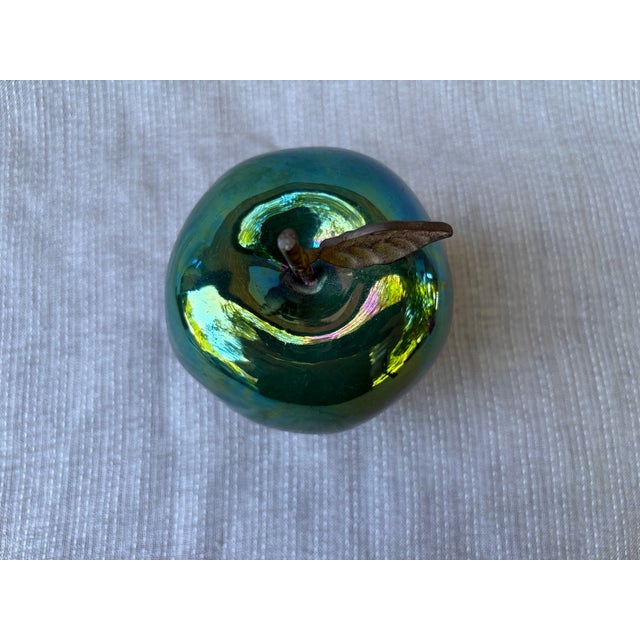 Vintage Artisan Made Green Pottery Apple Sculpture Signed For Sale - Image 11 of 14
