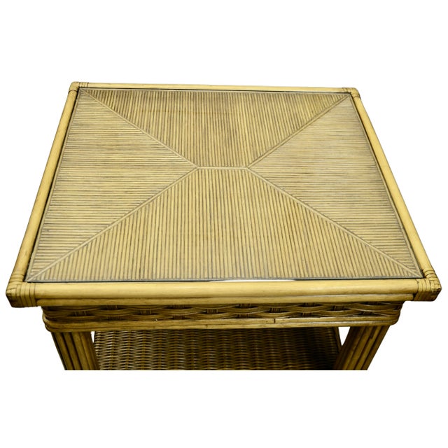Exceptionally maintained vintage Braxton Culler Somerset faux honey gold bamboo bentwood rattan wicker 26 inch side table...
