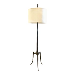 Studio a Modern Iron Trident Floor Lamp with Shade For Sale