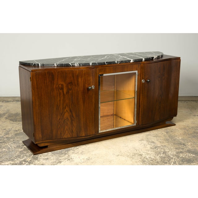 1930s French Art Deco Walnut Sideboard With Black Marble Top For Sale - Image 10 of 18