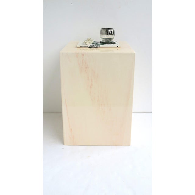 Pedestal Side Table Marble Look For Sale - Image 4 of 12
