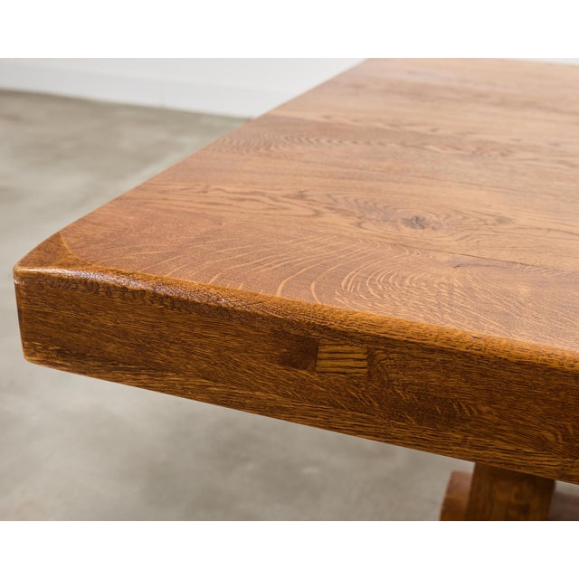Country French Oak Farmhouse Trestle Dining Table 7.8 Ft For Sale - Image 10 of 18