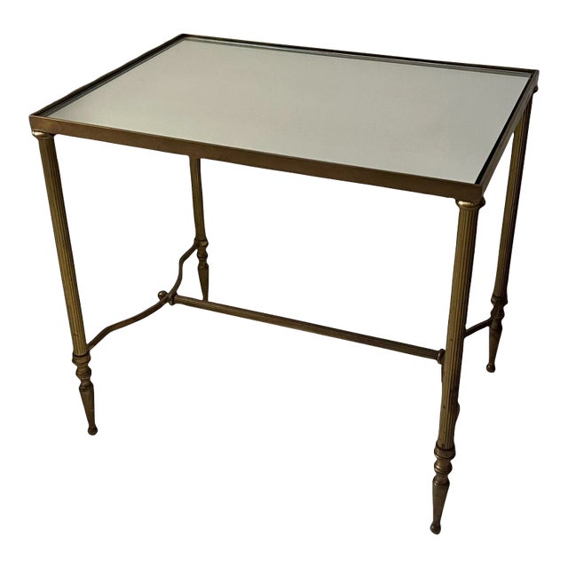 1950s Occasional Table in Brass and Vintage Mirror For Sale