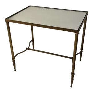 1950s Occasional Table in Brass and Vintage Mirror