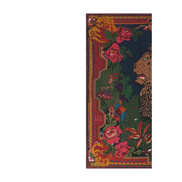 Mid-Century Modern 1960s Vintage Pictorial Lion Rug - Wall Tapestry 5'9'' X 7'11'' For Sale - Image 3 of 13