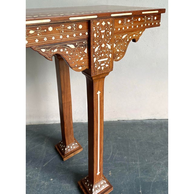 Late 20th Century Vintage Boho Moroccan Inlay Console Table For Sale - Image 5 of 11