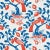 Sample - Schumacher Olive Tree Fabric in Blue & Red For Sale