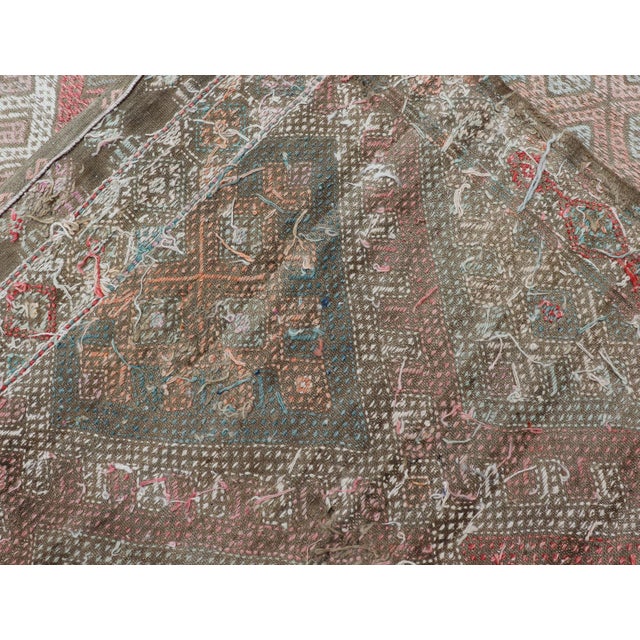 Vintage Turkish Embroidered Kilim Rug With Geometric Diamond Design 6'3 X 10'4 For Sale - Image 15 of 15