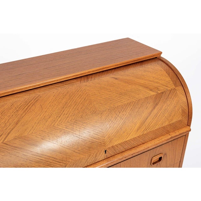Mid Century Swedish Teak Rolltop Secretary Desk by Egon Ostergaard For Sale In Detroit - Image 6 of 13