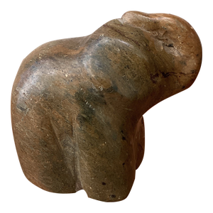 Mid 20th Century Vintage Hand Carved Elephant Serpentine Stone Sculpture