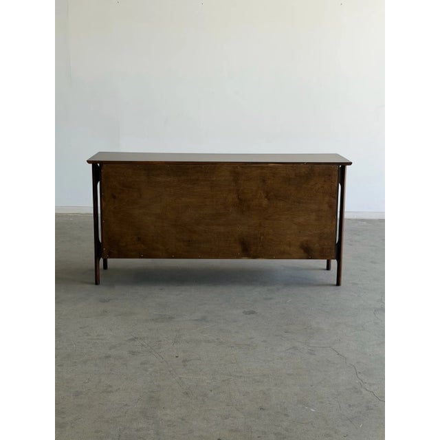 Brown 1960s Floating Walnut Dresser With Caned Doors For Sale - Image 8 of 11