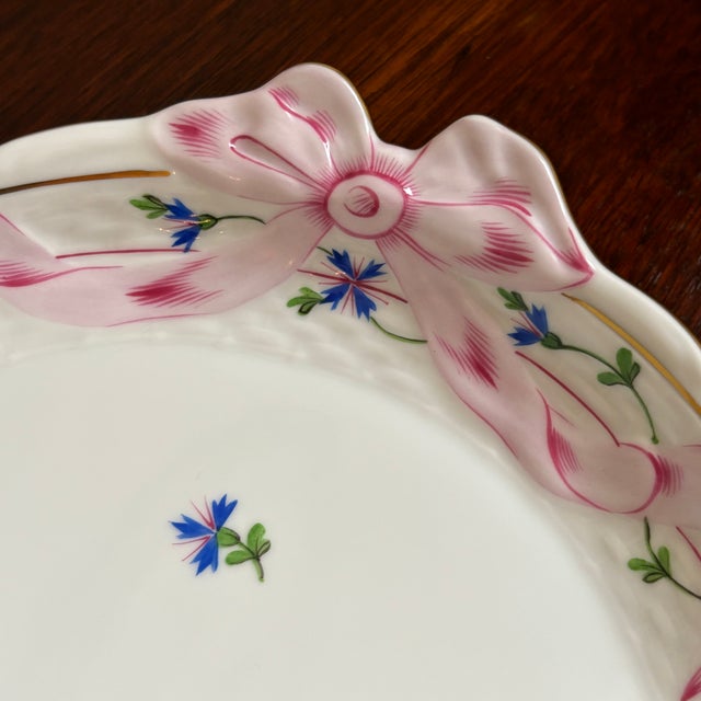 White Herend Blue Garland Porcelain Ribbon Tray For Sale - Image 8 of 12
