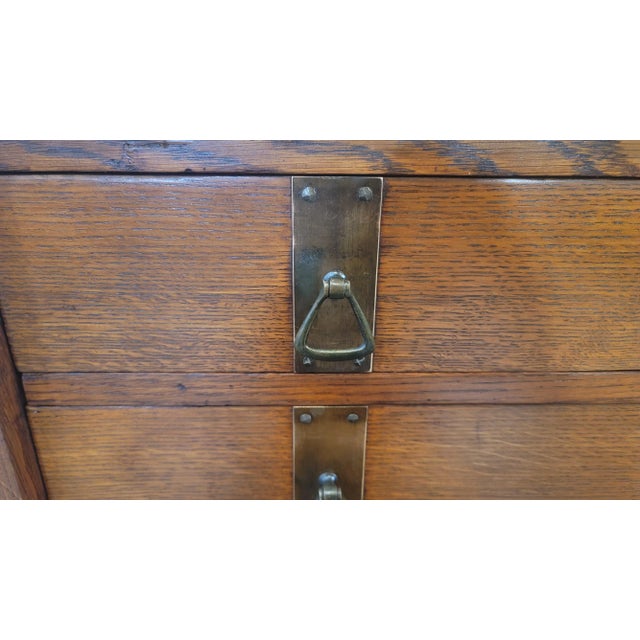 Mission Charles Limbert Strap-Hinge Three Drawer Drop Front Desk C .1910 Rare For Sale In San Diego - Image 6 of 12