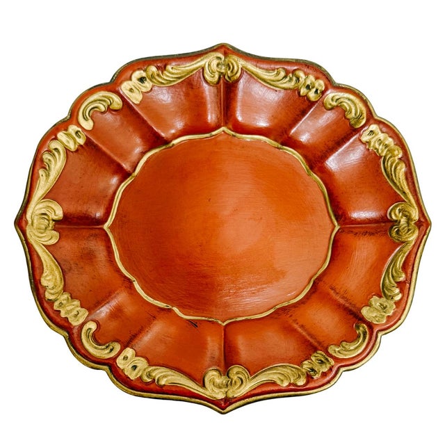 Ceramic Vintage Mid-Century Italian Gilt Terracotta Tureen & Underplate For Sale - Image 7 of 9