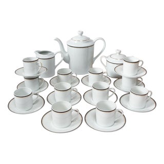Navy Blue and Gold Bernardaud Crystal Porcelain Coffee Set, 1990s, Set of 26 For Sale