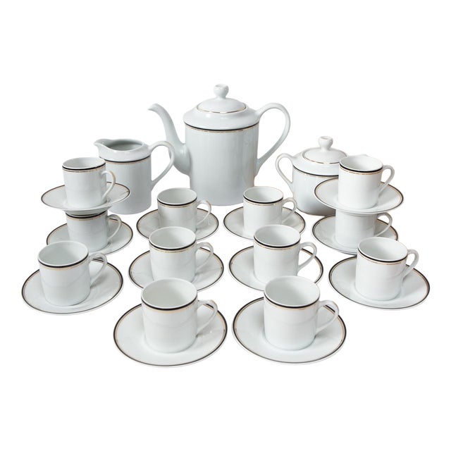 Navy Blue and Gold Bernardaud Crystal Porcelain Coffee Set, 1990s, Set of 26 For Sale