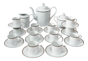 Navy Blue and Gold Bernardaud Crystal Porcelain Coffee Set, 1990s, Set of 26