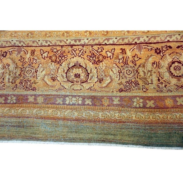 1880s Green Field Shah Abbas Geometric Large Size Antique Indian Amritsar Rug For Sale - Image 4 of 10