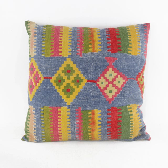 Abstract Vintage Colorful Handwoven Geometric Kilim Pattern Pillow For Sale - Image 3 of 10