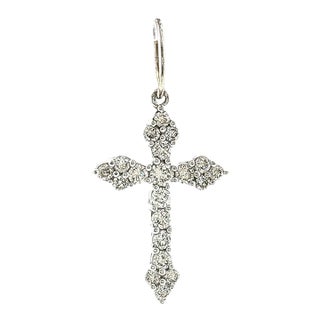 Vintage Late 20th-Century 14k White Gold Diamond Cross For Sale