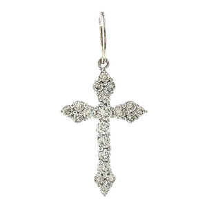 Vintage Late 20th-Century 14k White Gold Diamond Cross