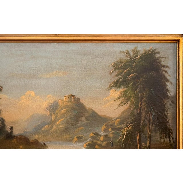 French Artist, Romanticist Lake Scene, 19th Century, Oil on Canvas For Sale - Image 6 of 12