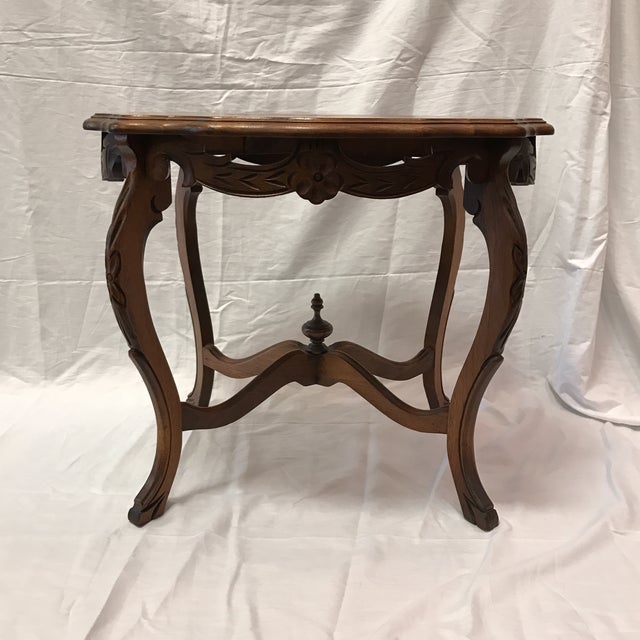Vintage Wood Carved Walnut Side Table Chairish