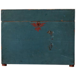 19th-Century Swedish Blue Pine Box For Sale