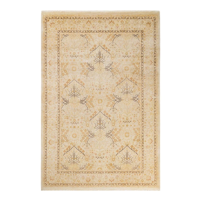 Ivory Mogul, One-of-a-Kind Hand-Knotted Area Rug in Ivory, 6' 1" x 8' 10" For Sale - Image 8 of 8