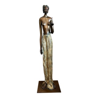 Vintage Bronze Draped Female Figure For Sale