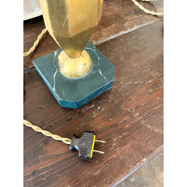 Italian Early 19th Century Petite Gold Table Lamps With Green Base For Sale - Image 3 of 3