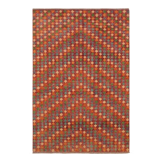 Contemporary Balochi Red/Blue Wool Rug - 5'1''x8'4'' For Sale