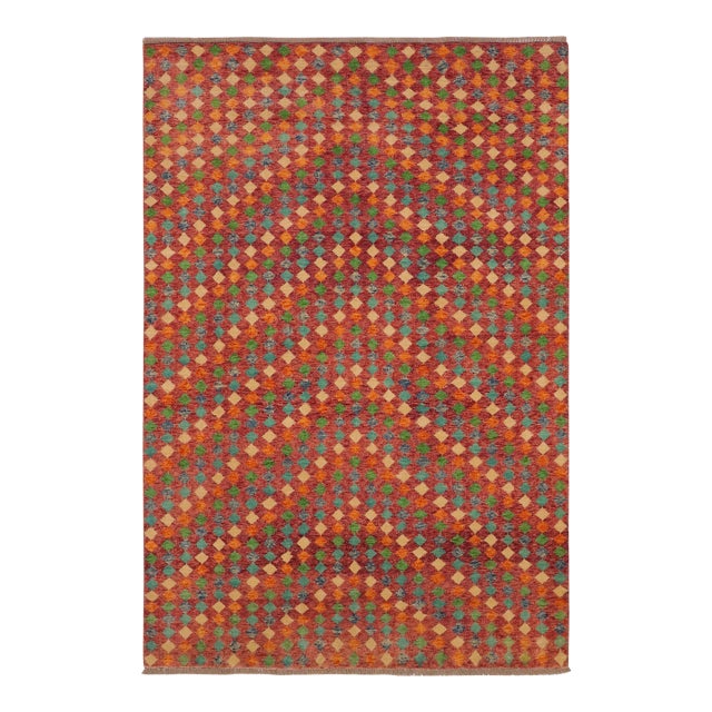 Contemporary Balochi Red/Blue Wool Rug - 5'1''x8'4'' For Sale