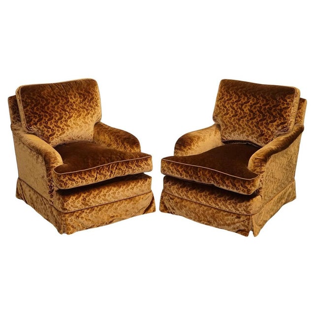 Vintage Bespoke Velvet Connaught Armchairs from Dudgeon London, Set of 2 For Sale - Image 14 of 14