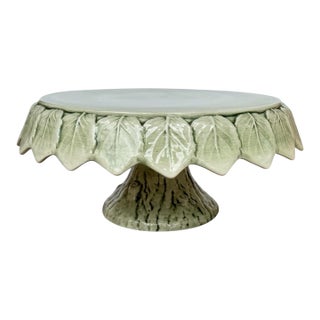 Mid 20th Century Italian Majolica Cake Plate / Stand For Sale