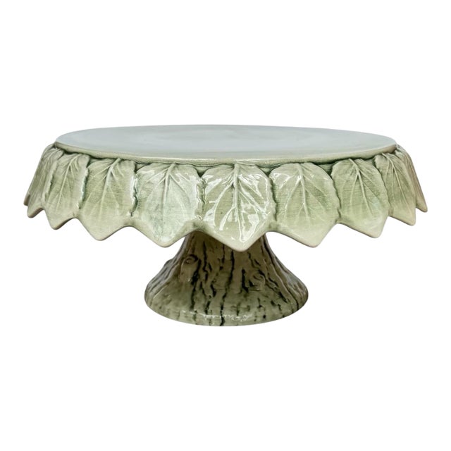 Mid 20th Century Italian Majolica Cake Plate / Stand For Sale