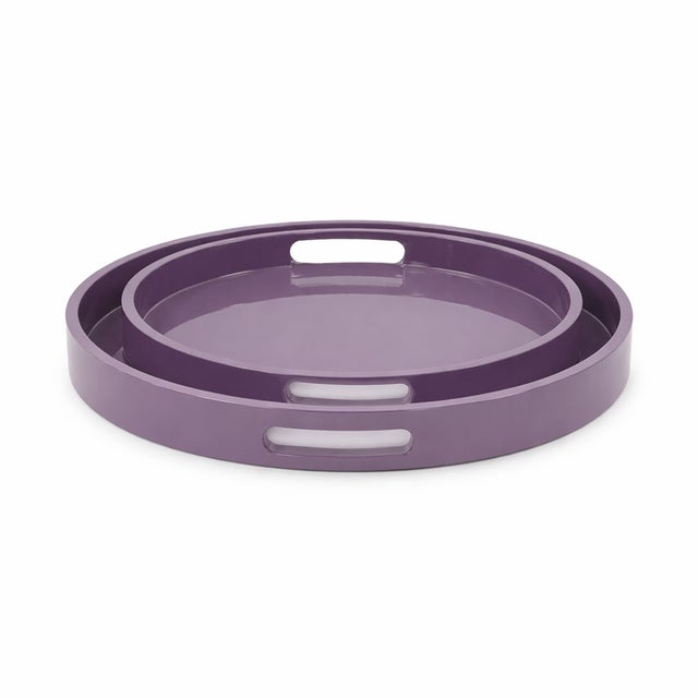 Contemporary Saint Tropez Round Tray Set of 2 - Cherry For Sale - Image 3 of 10