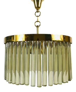 Golden Gilded Brass and Crystal Glass Chandelier by Christoph Palme, 1960s