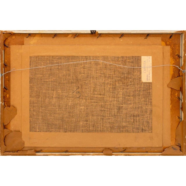 Sky Blue Illegibly Signed Landscape Oil on Canvas Board For Sale - Image 8 of 9