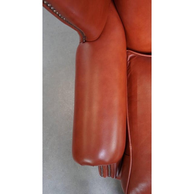 Animal Skin English Chesterfield Wing Chair in Cowhide Leather For Sale - Image 7 of 16