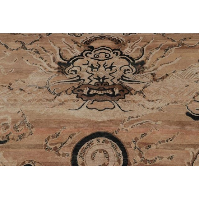Rug & Kilim Rug & Kilim’s Chinese Inspired Dragon Rug, Pictorial in Sand and Earth Tones For Sale - Image 4 of 8