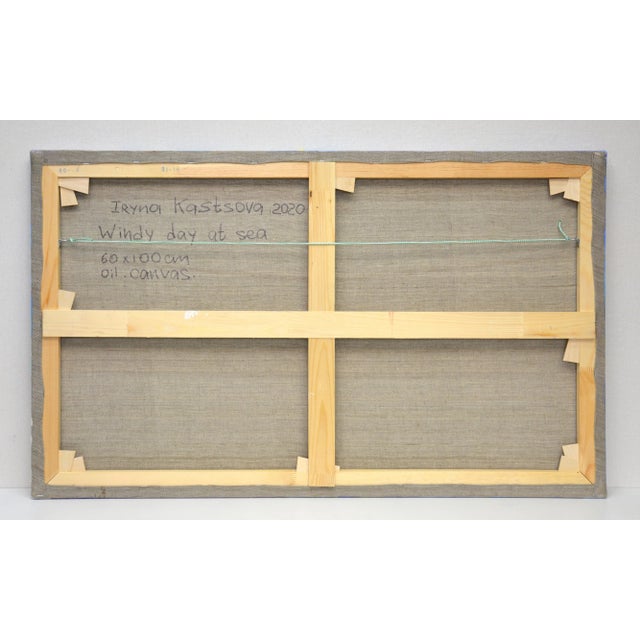 Textile Windy Day at Sea.Modern Original Painting. For Sale - Image 7 of 7