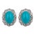 1910s Edwardian Turquoise Diamond 18k Yellow Gold Cluster Earrings, A Pair For Sale