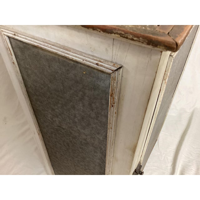 Late 19th Century Early American Small Primitive Pie Safe Cupboard in White Paint For Sale - Image 10 of 10