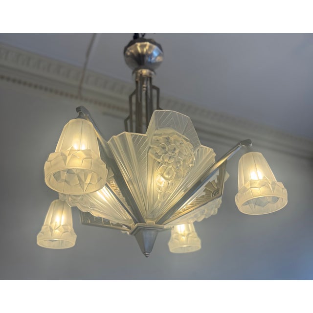 Art Deco Chandelier by Henri Petitot, 1930 For Sale - Image 11 of 18