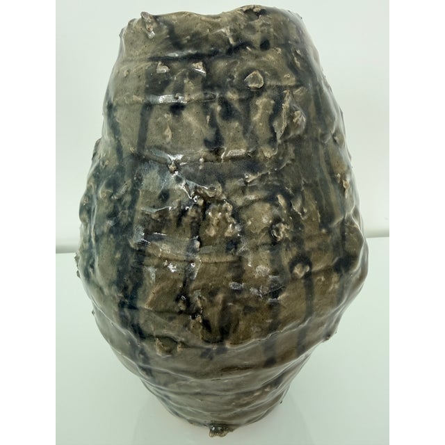 1970s Large 1970's Brutalist Studio Art Glazed Pottery Vase For Sale - Image 5 of 6